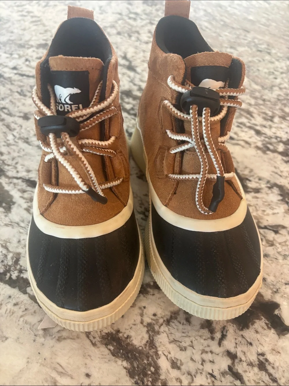 Sorel Boys Brown Suede & Black Rubber Toe Duck Boots